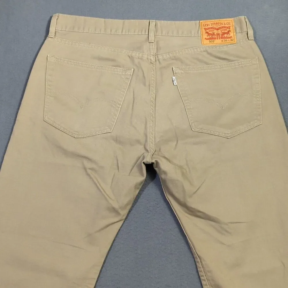 Levi's Pants Men's 36x32 Khaki Beige 505 Regular Fit Straight Chino